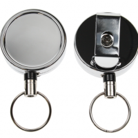 Heavy Duty Badge/Card Reel with Key Ring - Chrome - Pack of 50