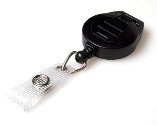 Black Attaching ID Badge Reels with Strap Clip Pack of 50